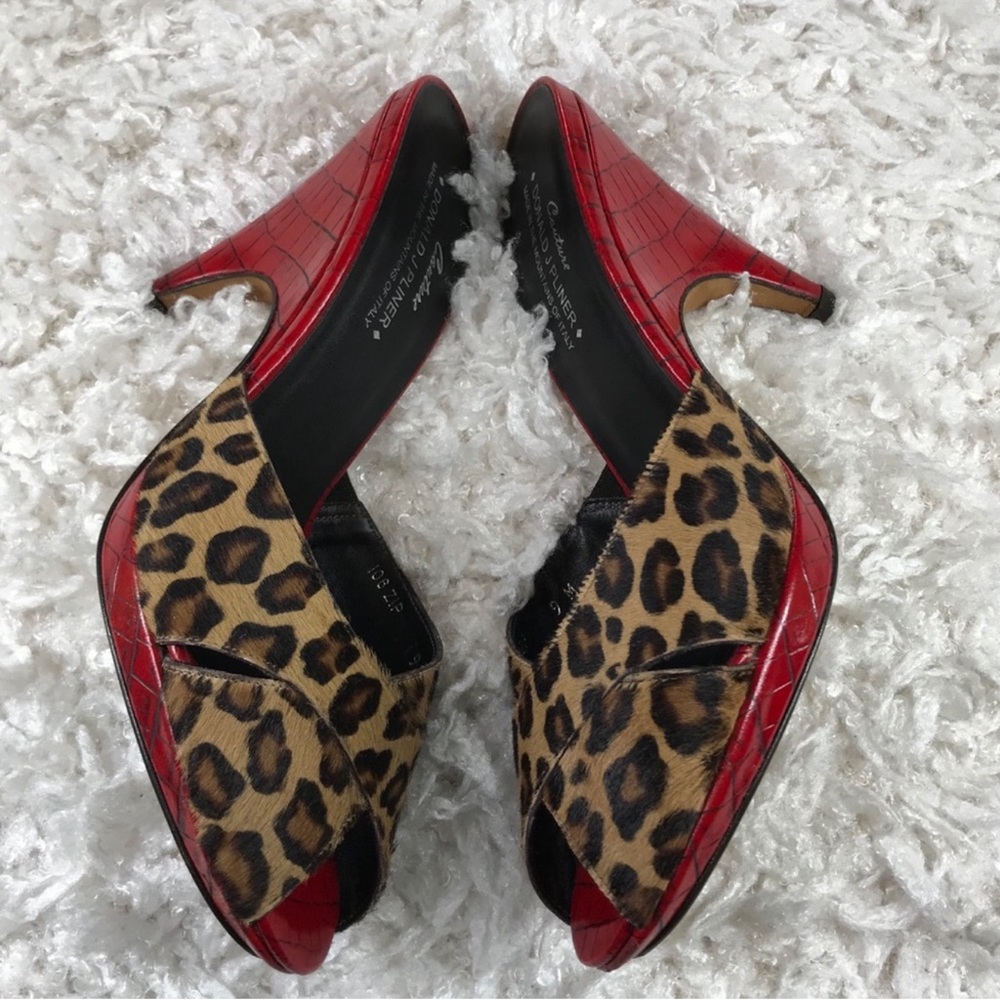 Donald J. Pliner Couture Vintage All Leather Leopard pin up heels - Picture 4 of 15